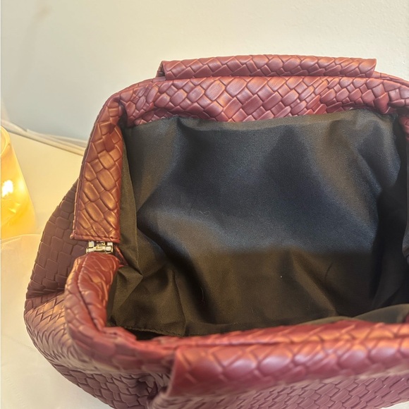 Burgundy Deep Red Textured Clutch - Picture 4 of 5